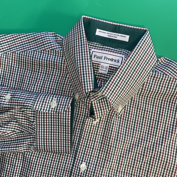 PAUL FREDRICK NON-IRON TWO-PLY‎ COTTON PINPOINT 15.5-32 - Picture 1 of 6